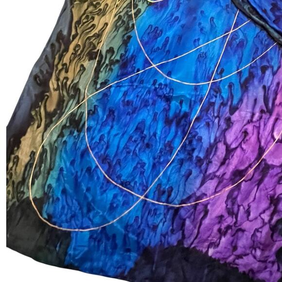 Hand-Painted Scarf with Gold Accents - 60x11 Inches - Picture 4 of 6